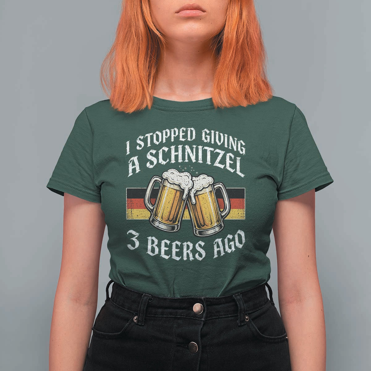 Funny Oktoberfest Beer Drinking T Shirt For Women I Stopped Giving A Schnitzel 3 Beers Ago