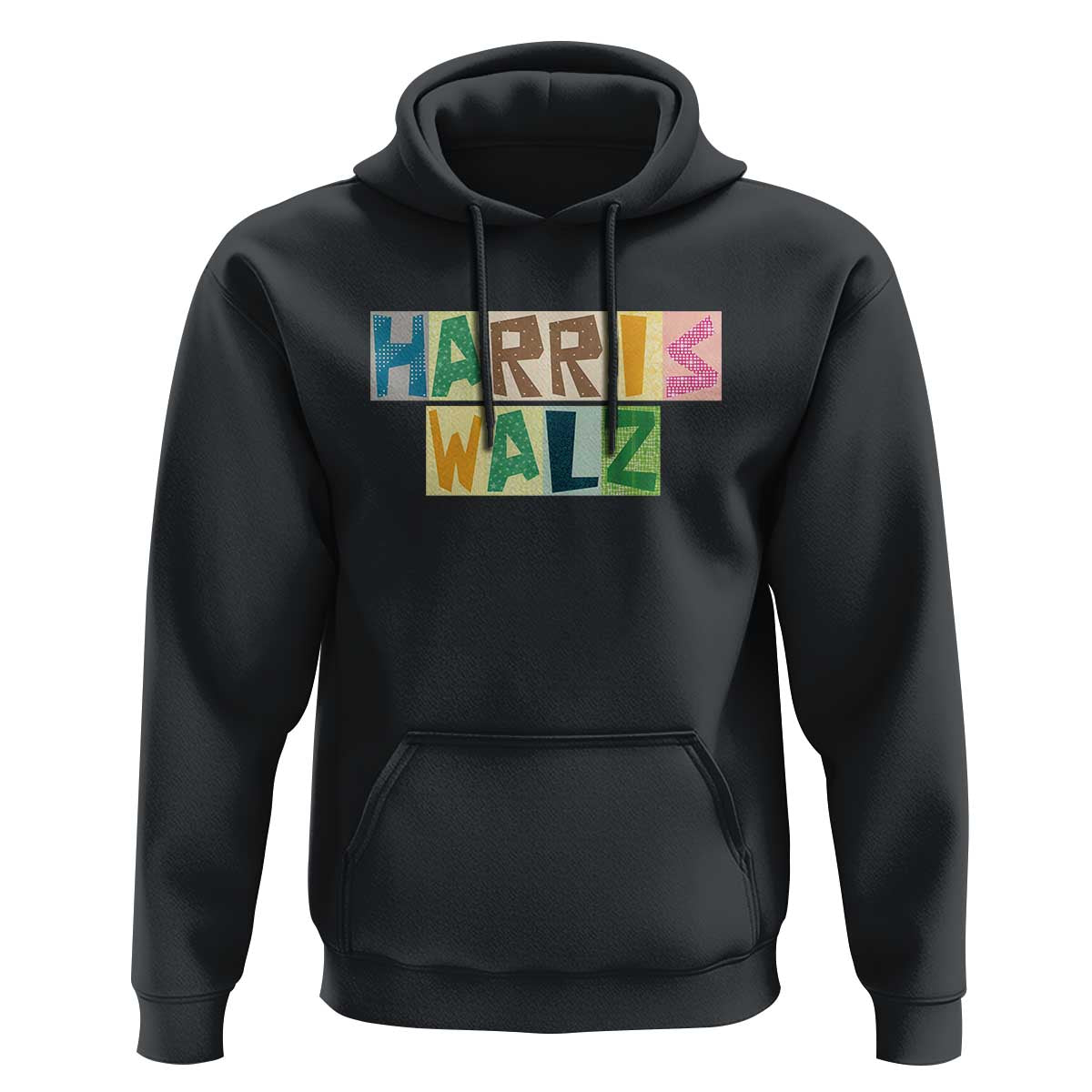 Harris Walz Supporter Hoodie Colorful Quilted Paper Pattern US Presidential Election - Wonder Print Shop