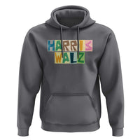 Harris Walz Supporter Hoodie Colorful Quilted Paper Pattern US Presidential Election - Wonder Print Shop