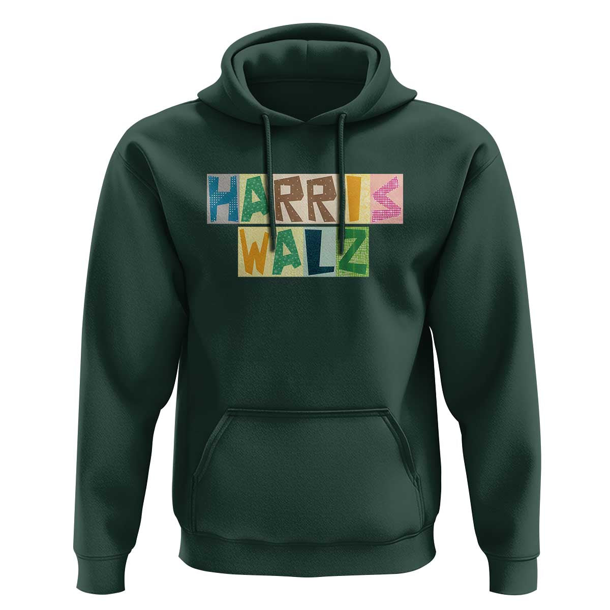 Harris Walz Supporter Hoodie Colorful Quilted Paper Pattern US Presidential Election - Wonder Print Shop