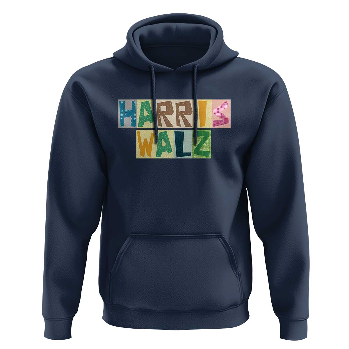 Harris Walz Supporter Hoodie Colorful Quilted Paper Pattern US Presidential Election - Wonder Print Shop