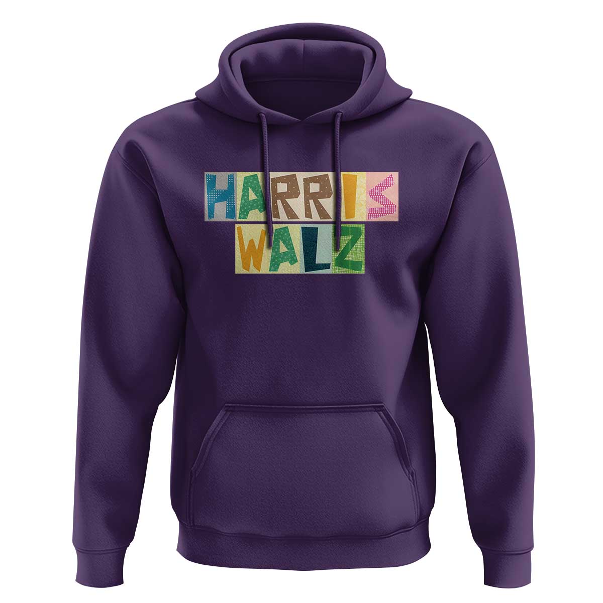 Harris Walz Supporter Hoodie Colorful Quilted Paper Pattern US Presidential Election - Wonder Print Shop