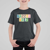 Harris Walz Supporter T Shirt For Kid Colorful Quilted Paper Pattern US Presidential Election - Wonder Print Shop