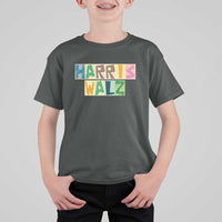 Harris Walz Supporter T Shirt For Kid Colorful Quilted Paper Pattern US Presidential Election - Wonder Print Shop
