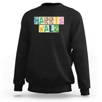 Harris Walz Supporter Sweatshirt Colorful Quilted Paper Pattern US Presidential Election - Wonder Print Shop