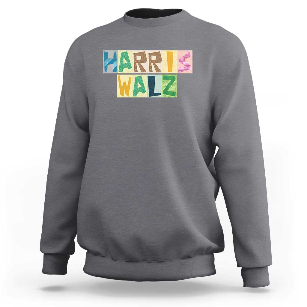 Harris Walz Supporter Sweatshirt Colorful Quilted Paper Pattern US Presidential Election - Wonder Print Shop