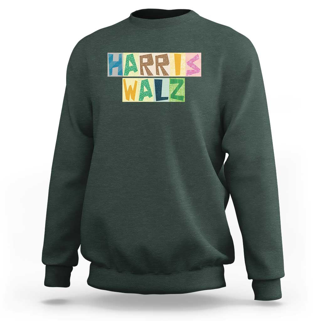 Harris Walz Supporter Sweatshirt Colorful Quilted Paper Pattern US Presidential Election - Wonder Print Shop