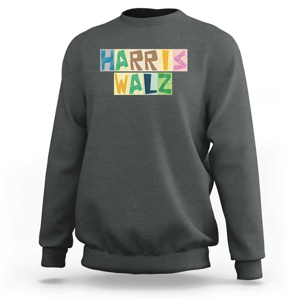 Harris Walz Supporter Sweatshirt Colorful Quilted Paper Pattern US Presidential Election - Wonder Print Shop