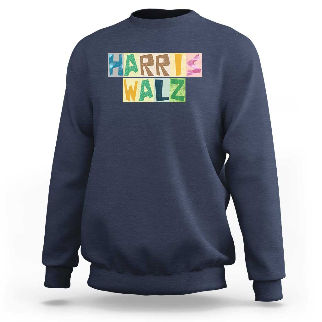 Harris Walz Supporter Sweatshirt Colorful Quilted Paper Pattern US Presidential Election - Wonder Print Shop