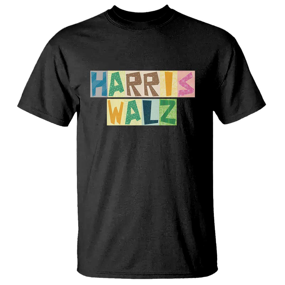 Harris Walz Supporter T Shirt Colorful Quilted Paper Pattern US Presidential Election - Wonder Print Shop