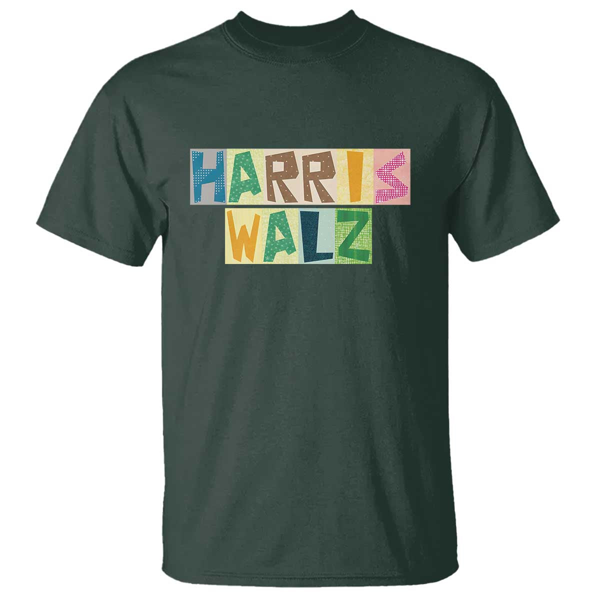 Harris Walz Supporter T Shirt Colorful Quilted Paper Pattern US Presidential Election - Wonder Print Shop