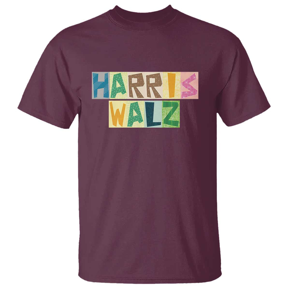 Harris Walz Supporter T Shirt Colorful Quilted Paper Pattern US Presidential Election - Wonder Print Shop
