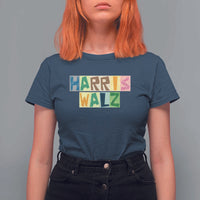Harris Walz Supporter T Shirt For Women Colorful Quilted Paper Pattern US Presidential Election - Wonder Print Shop