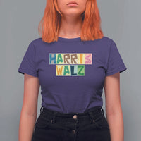 Harris Walz Supporter T Shirt For Women Colorful Quilted Paper Pattern US Presidential Election - Wonder Print Shop
