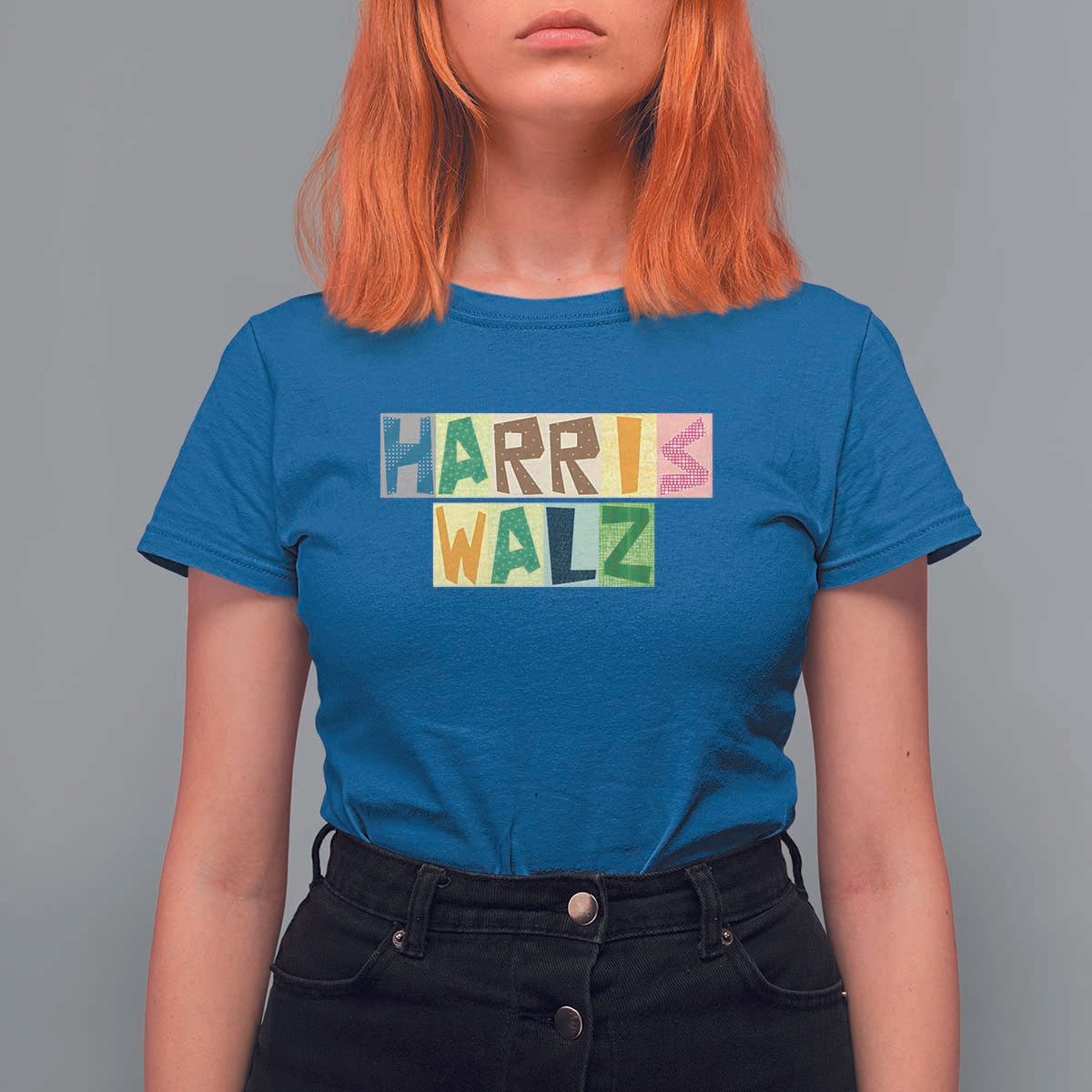 Harris Walz Supporter T Shirt For Women Colorful Quilted Paper Pattern US Presidential Election - Wonder Print Shop