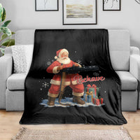 Christmas Santa Machine Gun Throw Blanket Behave Xmas Gun Lover - Wonder Print Shop