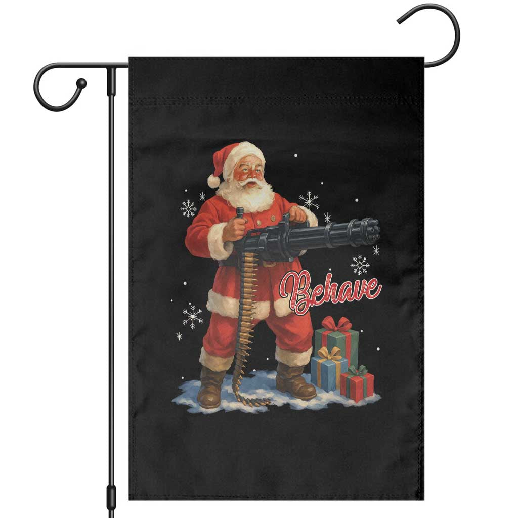 Christmas Santa Machine Gun Garden Flag Behave Xmas Gun Lover - Wonder Print Shop