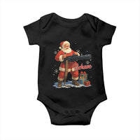 Christmas Santa Machine Gun Baby Onesie Behave Xmas Gun Lover - Wonder Print Shop
