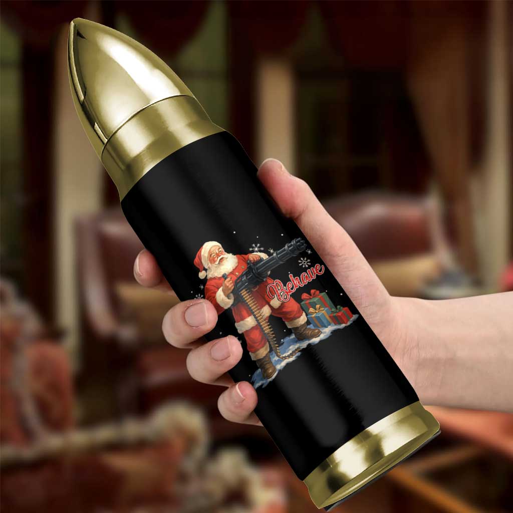 Christmas Santa Machine Gun Bullet Tumbler Behave Xmas Gun Lover - Wonder Print Shop