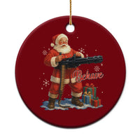 Christmas Santa Machine Gun Ceramic Ornament Behave Xmas Gun Lover - Wonder Print Shop