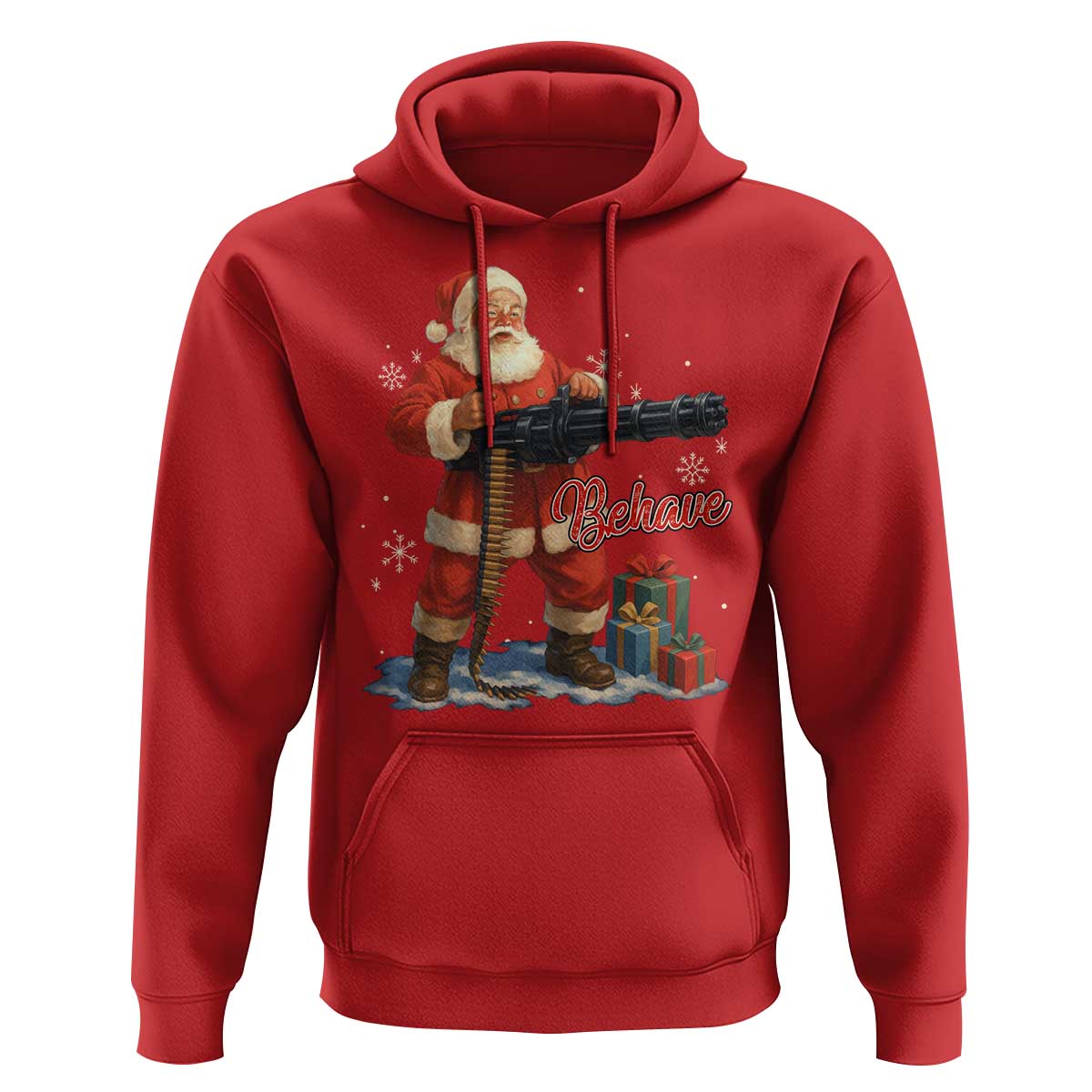 Christmas Santa Machine Gun Hoodie Behave Xmas Gun Lover - Wonder Print Shop