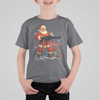 Christmas Santa Machine Gun T Shirt For Kid Behave Xmas Gun Lover - undefined