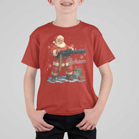Christmas Santa Machine Gun T Shirt For Kid Behave Xmas Gun Lover - undefined