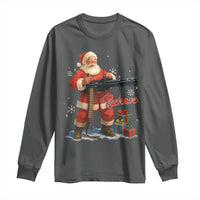 Christmas Santa Machine Gun Long Sleeve Shirt Behave Xmas Gun Lover - Wonder Print Shop
