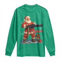 Christmas Santa Machine Gun Long Sleeve Shirt Behave Xmas Gun Lover - Wonder Print Shop