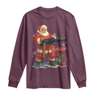 Christmas Santa Machine Gun Long Sleeve Shirt Behave Xmas Gun Lover - Wonder Print Shop