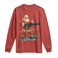 Christmas Santa Machine Gun Long Sleeve Shirt Behave Xmas Gun Lover - Wonder Print Shop