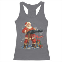 Christmas Santa Machine Gun Racerback Tank Top Behave Xmas Gun Lover - Wonder Print Shop