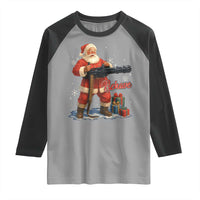 Christmas Santa Machine Gun Raglan Shirt Behave Xmas Gun Lover - Wonder Print Shop