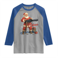 Christmas Santa Machine Gun Raglan Shirt Behave Xmas Gun Lover - Wonder Print Shop