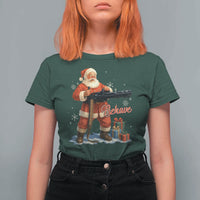 Christmas Santa Machine Gun T Shirt For Women Behave Xmas Gun Lover - Wonder Print Shop