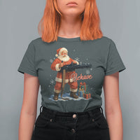 Christmas Santa Machine Gun T Shirt For Women Behave Xmas Gun Lover - Wonder Print Shop