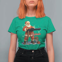 Christmas Santa Machine Gun T Shirt For Women Behave Xmas Gun Lover - Wonder Print Shop