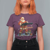 Christmas Santa Machine Gun T Shirt For Women Behave Xmas Gun Lover - Wonder Print Shop
