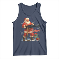 Christmas Santa Machine Gun Tank Top Behave Xmas Gun Lover - Wonder Print Shop