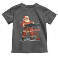Christmas Santa Machine Gun Toddler T Shirt Behave Xmas Gun Lover - Wonder Print Shop