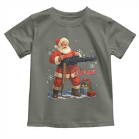 Christmas Santa Machine Gun Toddler T Shirt Behave Xmas Gun Lover - Wonder Print Shop
