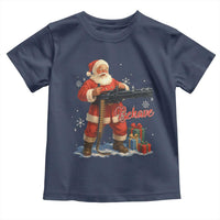 Christmas Santa Machine Gun Toddler T Shirt Behave Xmas Gun Lover - Wonder Print Shop