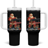 Christmas Santa Machine Gun Tumbler With Handle Behave Xmas Gun Lover - Wonder Print Shop