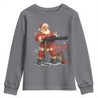 Christmas Santa Machine Gun Youth Sweatshirt Behave Xmas Gun Lover - Wonder Print Shop