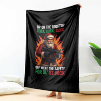 Funny Gun Christmas Throw Blanket Up On The Rooftop Click Click Off Went The Safety For Ol St Nick - Wonder Print Shop