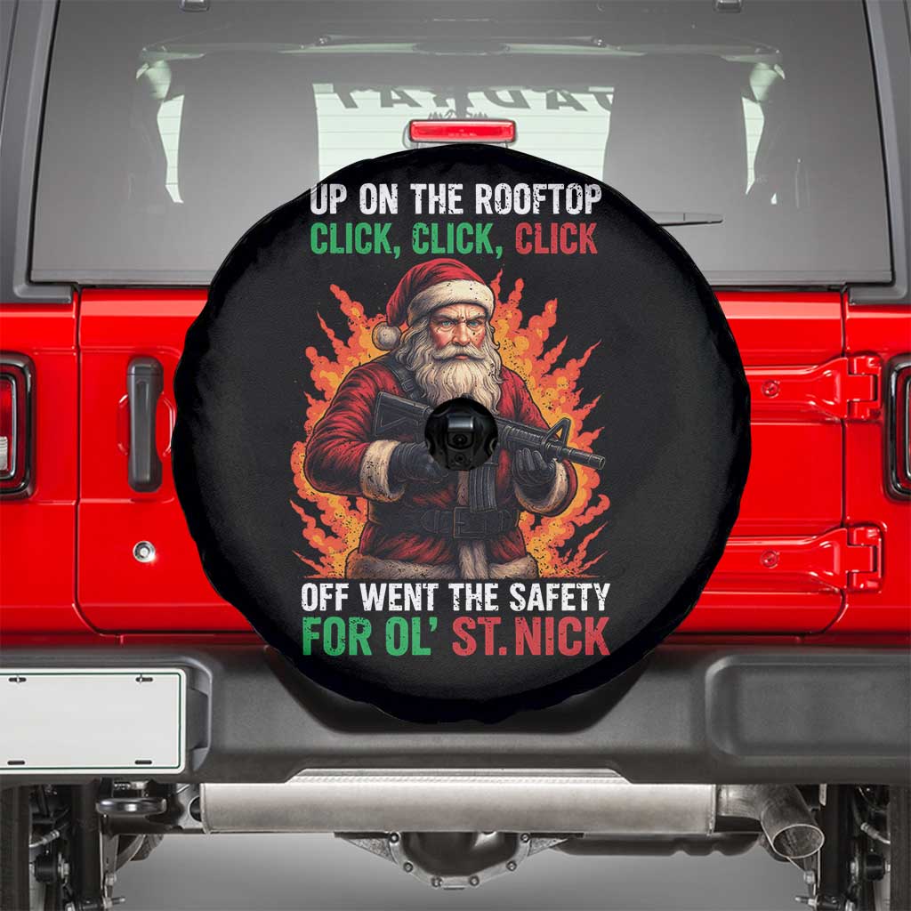 Funny Gun Christmas Spare Tire Cover Up On The Rooftop Click Click Off Went The Safety For Ol St Nick - Wonder Print Shop