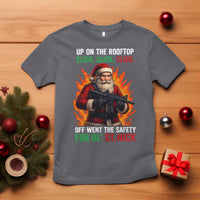 Funny Gun Christmas T Shirt Up On The Rooftop Click Click Off Went The Safety For Ol St Nick - Wonder Print Shop