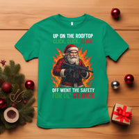 Funny Gun Christmas T Shirt Up On The Rooftop Click Click Off Went The Safety For Ol St Nick - Wonder Print Shop