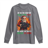 Funny Gun Christmas Long Sleeve Shirt Up On The Rooftop Click Click Off Went The Safety For Ol St Nick - Wonder Print Shop