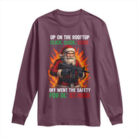 Funny Gun Christmas Long Sleeve Shirt Up On The Rooftop Click Click Off Went The Safety For Ol St Nick - Wonder Print Shop